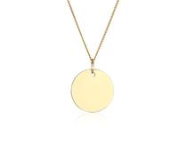 Elli PREMIUM Halskette Damen mit Anhänger Platte Kreis in 585 Gelbgold