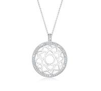Elli PREMIUM Halskette Damen mit Chakra Anhänger und Kristalle in 925 Sterling Silber 80 cm lang