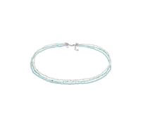 elli. PREMIUM Halskette Edelstein Glas Perlen 3-Reihig Blau Grün 925 Silber, silber Silber