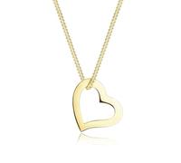 Elli PREMIUM Halskette Gelbgold 375 Cut-Out Herz Anhänger Damen Kette, Schmuck Geschenke für Frauen Mädchen Mama Freundin, Goldkette Länge 45cm