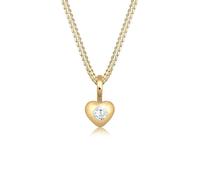 Elli PREMIUM Halskette Kinder Herz Geburt Taufe mit Zirkonia Steinen in 585 Gelbgold