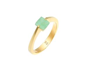 Elli PREMIUM Jade Grün Viereck Klassik 925 Silber vergoldet 52 Damen