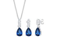 Elli Schmuckset »Kette Ohrhänger Syn. Saphir Zirkonia 925 Silber«