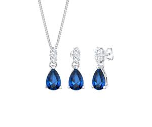 Elli PREMIUM Kette Ohrhänger Syn. Saphir Zirkonia 925 Silber silberfarben Damen