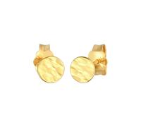 Elli PREMIUM Kolczyki Damskie kolczyki sztyfty kute Circle Round Basic w żółtym złocie 375 Złoto Damen