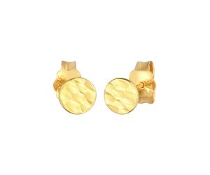 Elli PREMIUM Kolczyki Damskie kolczyki sztyfty kute Circle Round Basic w żółtym złocie 375 Złoto Damen