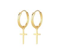 Elli Premium Paar Creolen »Creolen Kreuz Glaube Religion 375 Gelbgold«, Kreuz