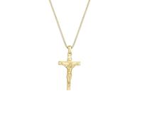 Elli PREMIUM Kreuz Klassisch Glaube Jesus Kommunion 375 Gelbgold 45 Damen