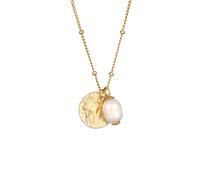 elli. PREMIUM Halskette Kugelkette Plättchen Barockperle Vintage 925 Silber, gold Gold