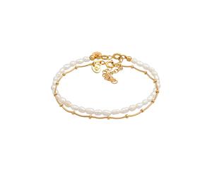 Elli PREMIUM Kugelkette Süßwasserperlen 2er Set 925 Silber goldfarben Damen