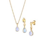 Elli Schmuckset Damen Tropfen Anhänger Elegant Set Ohrhänger mit Mondstein in 925 Sterling Silber