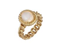 Elli PREMIUM Mondstein Weiß 925 Sterling Silber vergoldet 52 Damen