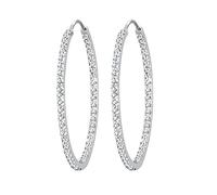 Elli Premium Ohrringe Damen Creolen Basic mit Kristallen 925 Silber