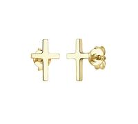 Elli PREMIUM Ohrringe Damen Kreuz Motiv Elegant aus 375 Gelbgold