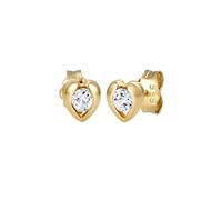 Elli PREMIUM Ohrringe Damen Ohrstecker Herz Motiv Elegant mit Topas Edelstein aus 585 Gelbgold