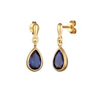 Elli PREMIUM Ohrstecker Tropfen Synthetischer Saphir 925 Sterling Silber vergoldet OneSize Damen