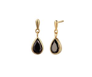 Elli PREMIUM Ohrstecker Tropfen Zirkonia Schwarz 925 Sterling Silber vergoldet OneSize Damen