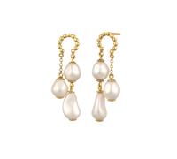 Elli PREMIUM Ohrstecker Weiß 925 Sterling Silber, mit Perlen von Swarovski® goldfarben Damen