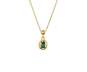 Elli PREMIUM Rechteck Synthetischer Smaragd Grün 925 Sterling Silber goldfarben Damen