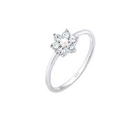 Elli PREMIUM Ring Blume Floral Synthetische Perle 925 Silber, Silber Silber