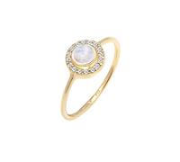 Elli PREMIUM Ring Damen Elegant mit Mondstein und Diamant (0.08 ct) aus 585 Gelbgold