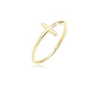 Elli PREMIUM, Ring Kreuz Symbol Trend Blogger 375 Gelbgold in gold, Schmuck für Damen Gr. 58 mm