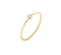 Elli PREMIUM Ring Damen Solitär Klassisch mit Zirkonia Kristalle aus 375 Gelbgold