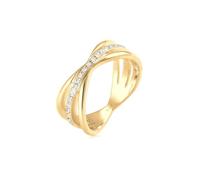 Elli PREMIUM Ring Damen Wickelring Blogger mit Kristallen in 925 Sterling Silber Vergoldet