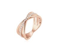 Elli PREMIUM Ring Damen Wickelring mit Kristallen in 925 Sterling Silber Rosé Vergoldet