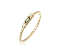 Elli PREMIUM Ring Gelbgold 375 Turmalin Grün Zirkonia Weiß Damen Schmuck Geschenke für Frauen Mädchen Mama Freundin, Fingerring Liebe (54)