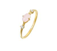 Elli PREMIUM, Ring Rosa Quarz Topas Edelstein Klassik 375er Gelbgold in gold, Schmuck für Damen Gr. 58 mm