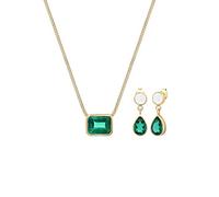 Elli PREMIUM Schmuckset Damen Geo Mondstein Quartz Edelstein in 925 Sterling Silber vergoldet