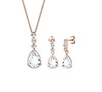 Elli PREMIUM Schmuckset Damen Tropfen Edel mit Kristalle in 925 Sterling Silber Rosé vergoldet