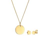Elli PREMIUM Schmuckset Elli PREMIUM Damen Echtschmuck Schmuckset Halskette mit Anhänger Ohrstecker Kreis Geo Basic in 585 Gelbgold