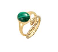 Elli PREMIUM Siegelring Malachit Schlange 2er Set 925 Silber 58 Damen