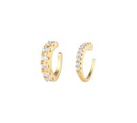 Elli PREMIUM Single Earcuff Zirkonia 2er Set 925 Silber goldfarben Damen