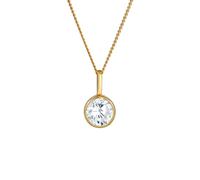 Elli PREMIUM Halskette Damen mit Anhänger Solitär mit Zirkonia Kristalle in 585 Gelbgold 45 cm lang