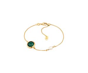 Elli PREMIUM Süßwasserzuchtperle Quarz Grün 925 Sterling Silber goldfarben Damen