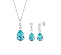 Elli PREMIUM Tropfen Weiß 925 Silber, mit Kristallen von Swarovski® Blau Damen