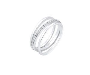 Elli PREMIUM Wickelring Band Kreuz Zirkonia Modisch 925 Silber 56 Damen
