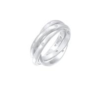 Fingerring ELLI PREMIUM "Wickelring Trio Basic Topas 925 Silber" Fingerringe Gr. 58 mm, mit Steinen, Silber 925 (Sterlingsilber), 3 mm, silberfarben (silber, weiß) Damen Fingerringe (61711119-58)