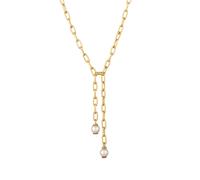 Elli PREMIUM - Y-Kette Gliederkette Synthetische Perle Weiß 925 Sterling Silber Ketten 1 ct Damen