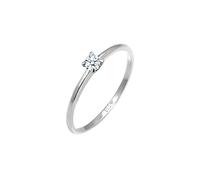 Elli Ring Damen Solitär Verlobung Paar mit Diamant (0.06 ct.) in 585 Weißgold