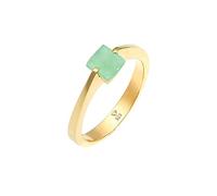 Elli PREMIUM Jade Grün Viereck Klassik 925 Silber vergoldet 56 Damen