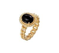 Elli Ring Damen 925 Silber vergoldet Solitär mit Onyx