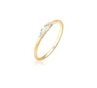 Elli Ring Damen Vintage mit Zirkonia Kristallen und Opal in 925 Sterling Silber Vergoldet