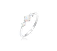 Elli Ring Trend Bandring Trio Geo Vintage – 925 Silber mit synthetischem Opal – Damen Gr. 58