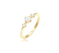 Elli Ring Damen Band Geo Vintage Trend mit Synthetischem Opal in 925 Sterling Silber