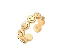 Elli Ring Bandring Smile Emoji Offen 925 Silber, gold Gold