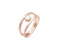 Elli Ring Damen Bandring Zweireihig Synthetischer Opal 925 Silber